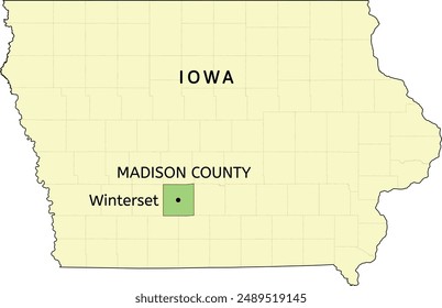Madison County and city of Winterset location on Iowa state map
