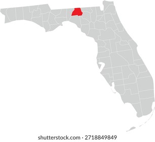 Madison County no mapa do estado da Flórida Vetor editável