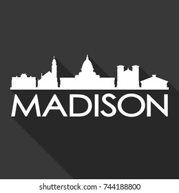 Madison Flat Icon Skyline Silhouette Design City Vector Art Famous Buildings.
