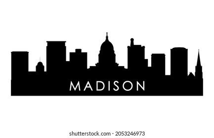 Madison skyline silhouette. Black Madison city design isolated on white background. 