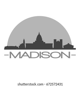 Madison Skyline Silhouette Skyline Stamp Vector City Design