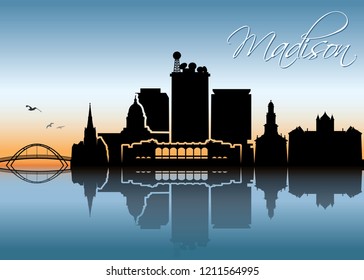 Madison skyline - Wisconsin United States of America USA - vector illustration