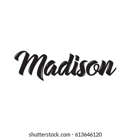 madison, text design. Vector calligraphy. Typography poster. Usable as background.