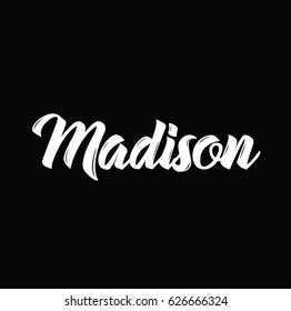 madison, text design. Vector calligraphy. Typography poster. Usable as background.