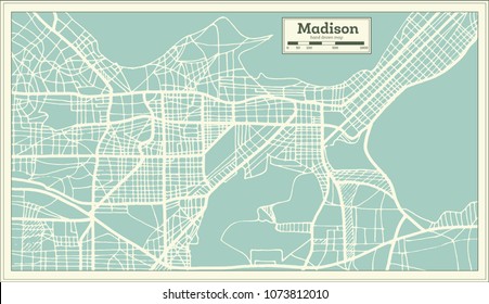 Madison USA City Map in Retro Style. Outline Map. Vector Illustration.