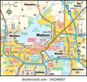 Madison, Wisconsin Area Map