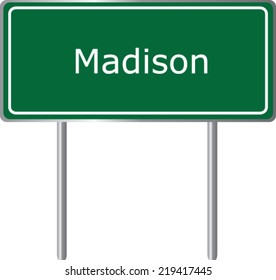Madison,  Wisconsin, road sign green vector illustration, USA city