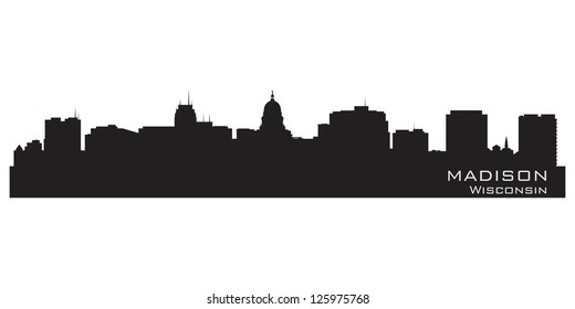 Madison, Wisconsin skyline. Detailed city silhouette. Vector illustration