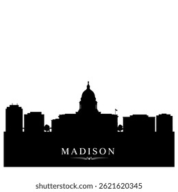 Madison Wisconsin Skyline Silhouette Black.