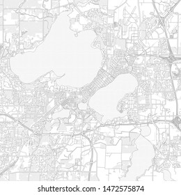Madison, Wisconsin, USA, bright outlined vector map with bigger and minor roads and steets created for infographic backgrounds.