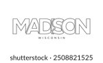 Madison, Wisconsin, USA typography slogan design. America logo with graphic city lettering for print and web.