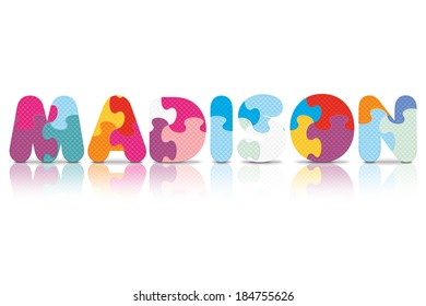 MADISON written with alphabet puzzle - vector illustration