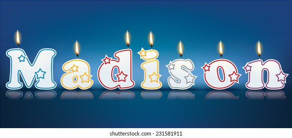 MADISON written with burning candles - vector illustration