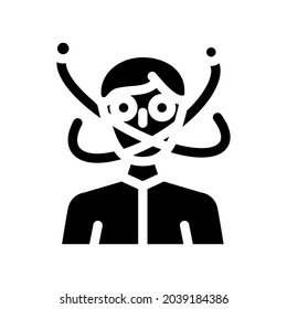 madness guy glyph icon vector. madness guy sign. isolated contour symbol black illustration