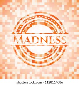 Madness orange mosaic emblem with background