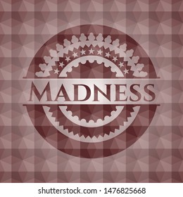 Madness red seamless polygonal badge.