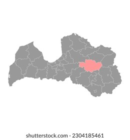 Madona district map, administrative division of Latvia. Vector illustration.