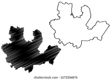 Madona Municipality (Republic of Latvia, Administrative divisions of Latvia, Municipalities and their territorial units) map vector illustration, scribble sketch Madona map