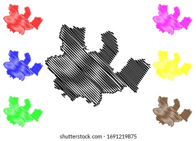 Madona Municipality (Republic of Latvia, Administrative divisions of Latvia, Municipalities and their territorial units) map vector illustration, scribble sketch Madona map