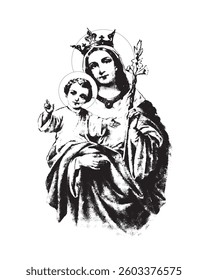 Madonna and Child Illustration virgin Mary and child Jesus Our Lady vector