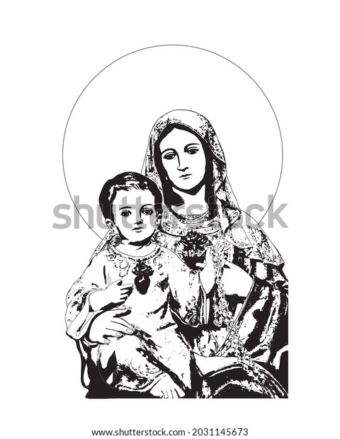 Madonna Child Illustration Virgin Mary Baby Stock Vector (Royalty Free ...