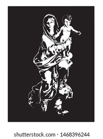 Madonna and Child Jesus Virgin Mary Catholic vector