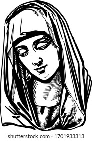 Madonna st. Mary Easter Sketch Drawing Vector