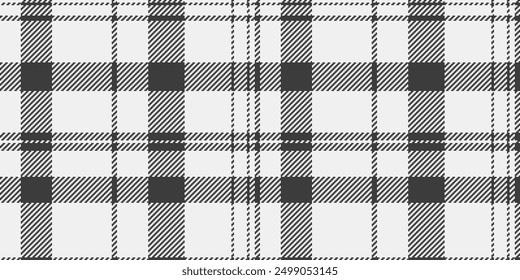 Madras background vector pattern, identity tartan fabric seamless. 1970s texture check plaid textile in white and grey colors palette.