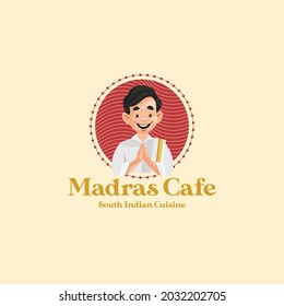 Madras cafe vector mascot logo template.