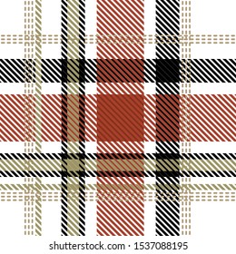 Madras Checkered Fabric. Seamless vector print inspired by traditional Indian textile design. Template for plaids, shirts, napkins, dresses. White, grey, red.