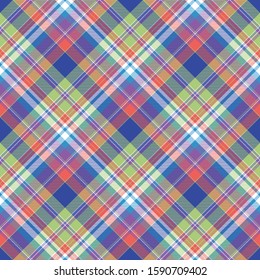 Madras color check plaid seamless pattern. Flat design. Vector illustration.