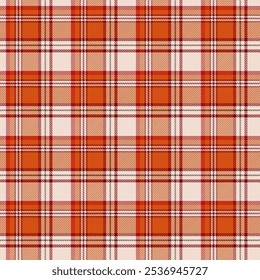 Padrão de Madras para outono.Plaid com sarja tecer padrão de repetição em laranja e vermelho.Tartan padrão sem emenda com listras.Vetor gráfico ilustração fundo.