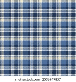 Madras padrão sem costura.Xadrez com sarja tecer repetição padrão em azul branco amarelo.Tartan verificar padrão sem costura com listras.Vetor gráfico ilustração fundo.