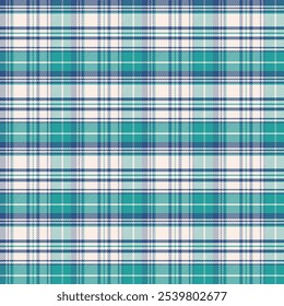 Madras padrão sem costura. Xadrez com sarja tecer padrão de repetição em verde azul branco. Tartan padrão sem costura com listras. Textura ilustração para têxteis e impressões.