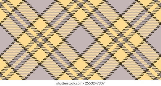 Madras tartan sem emenda xadrez, padrão de verificação de textura de cartão. Vetor de tecido têxtil de fundo de cartão postal na paleta de cores cinza e âmbar.