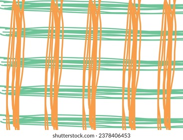Madras Tattersall Pattern  orange and green lines