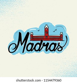 Madras Typography Vector Illustration