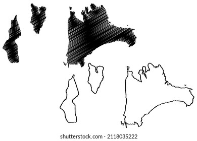 Madre de Deus municipality (Bahia state, Municipalities of Brazil, Federative Republic of Brazil) map vector illustration, scribble sketch Madre de Deus map