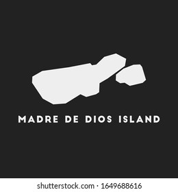 Madre de Dios Island icon. Map on dark background. Stylish Madre de Dios Island map with name. Vector illustration.