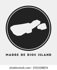 Madre de Dios Island icon. Round logo with map and title. Stylish Madre de Dios Island badge with map. Vector illustration.