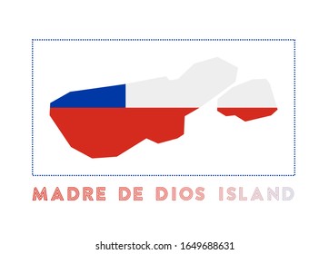 Madre de Dios Island Logo. Map of Madre de Dios Island with name and flag. Stylish vector illustration.