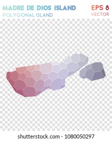 Madre de Dios Island polygonal, mosaic style island map. Classy low poly style, modern design for infographics or presentation.