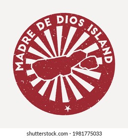 Madre de Dios Island stamp. Travel red rubber stamp with border shape, vector illustration. Can be used as insignia, logotype, label, sticker or badge of the Madre de Dios Island.