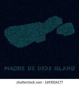 Madre de Dios Island tech map. Symbol in digital style. Cyber map of Madre de Dios Island with name. Charming vector illustration.