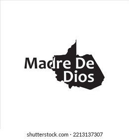 Madre De Dios map and black lettering design on white background