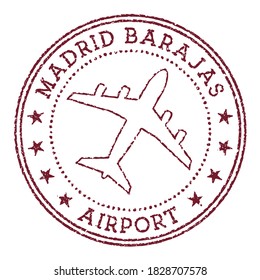 Madrid Barajas Airport stamp. Airport of Madrid round logo. Vector illustration.