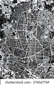 Madrid black and white map