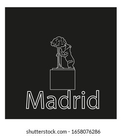 Madrid city bear and madrono statue on white background