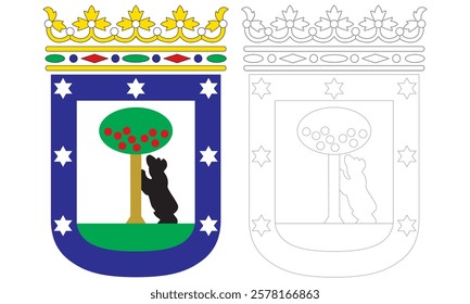 Madrid City Coat Of Arms Vector Illustration. Capital City Of Spain
