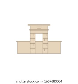 Madrid city debod temple monument, on white background
